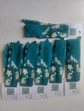 6 Teal Floral Bandanas